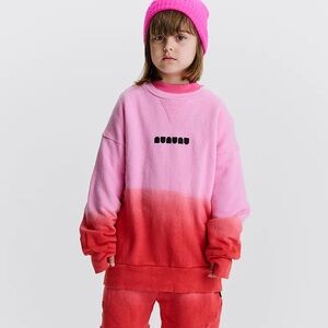 NUNUNU Kids Gradient Pink to Red Crewneck Sweatshirt